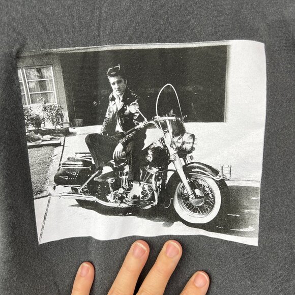 Elvis Presley Graphic T-shirt Cropped Long Sleeve Size S Gray - Picture 6 of 9